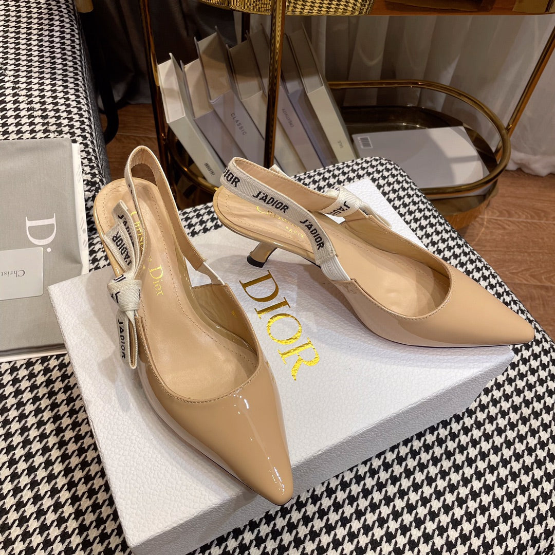 J'ADIOR SLINGBACK PUMPS IN BEIGE CALFSKIN