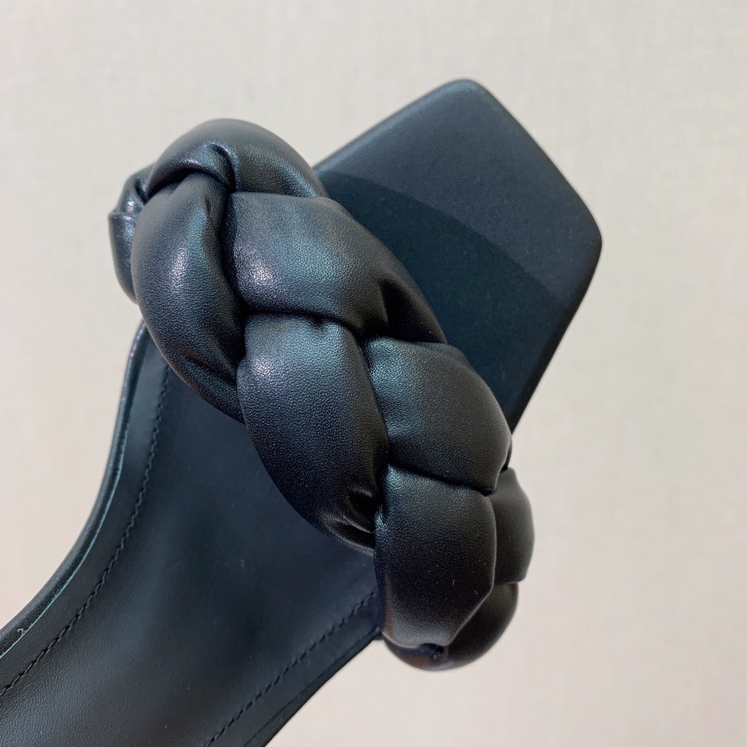 BALMAIN 25S ANKLE STRAP HIGH HEEL 95MM IN BLACK CALFSKIN