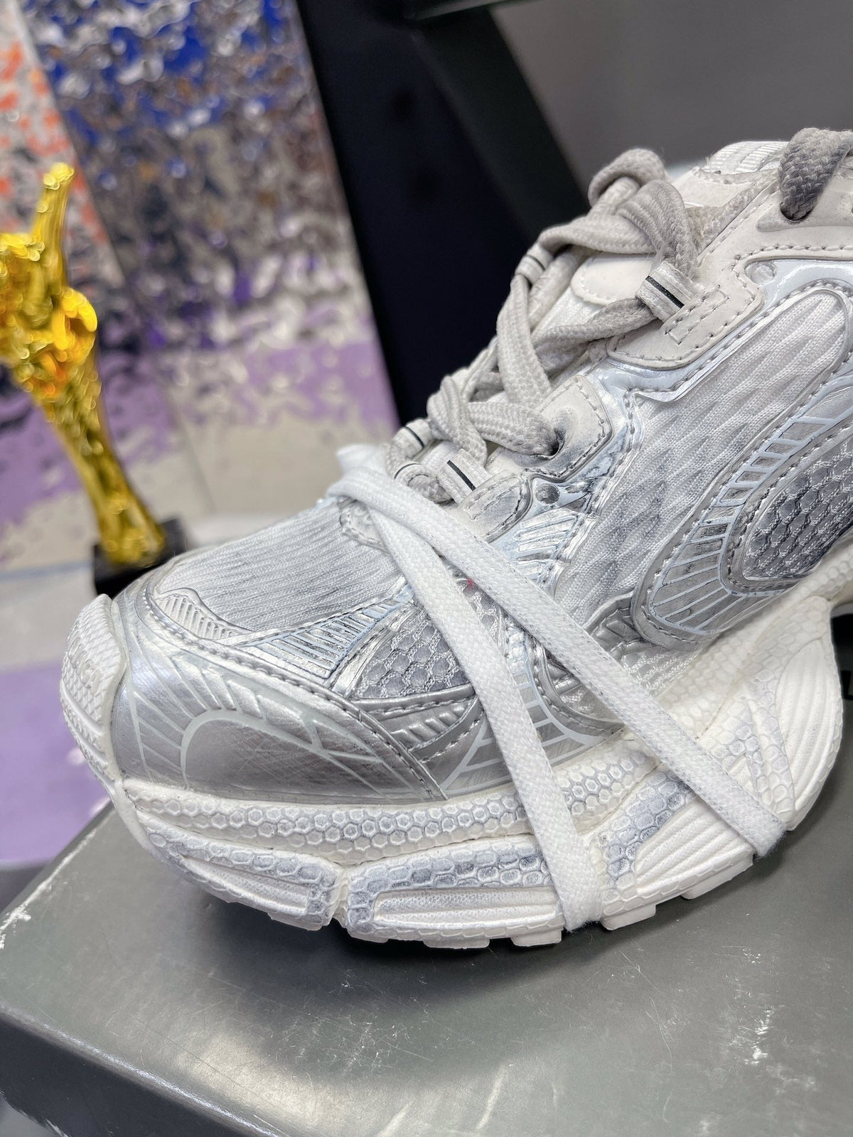 3XL SNEAKER IN SILVER MIX WHITE MESH AND POLYURETHANE