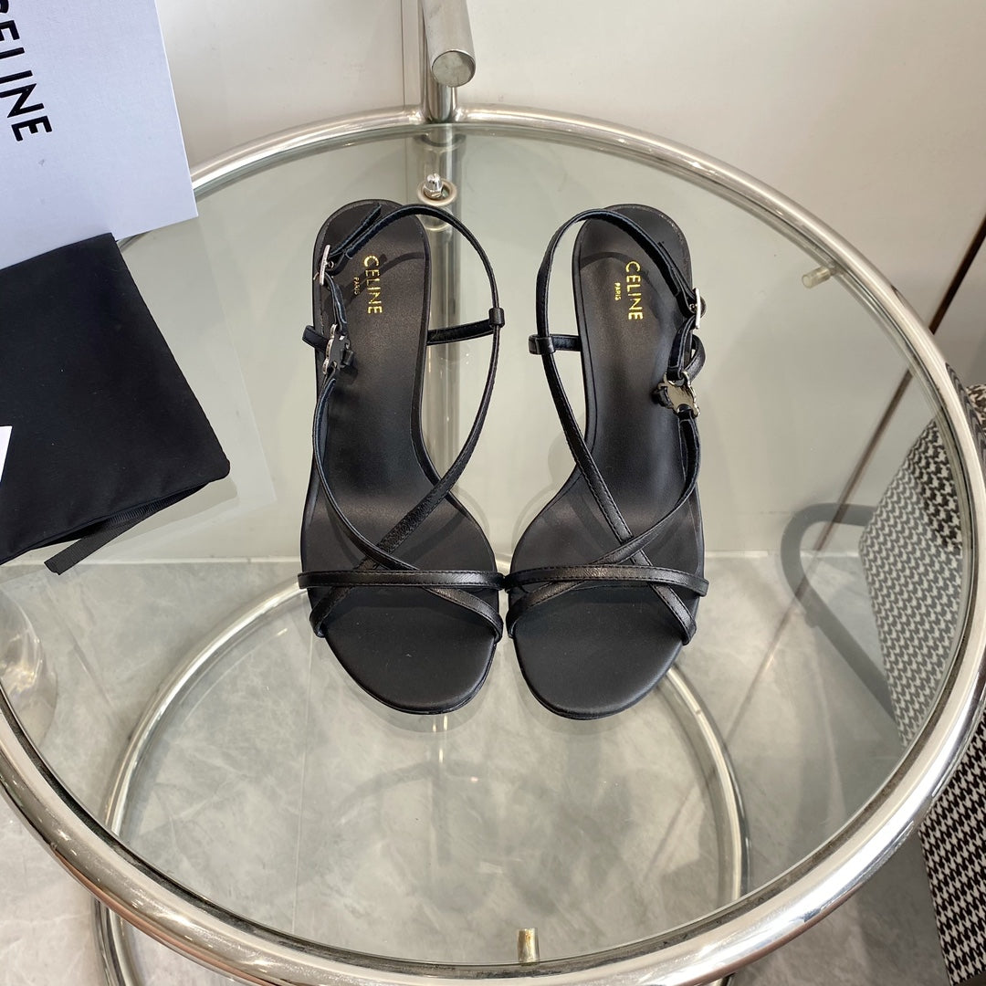 HIGH HEEL SANDAL 65MM IN BLACK CALFSKIN