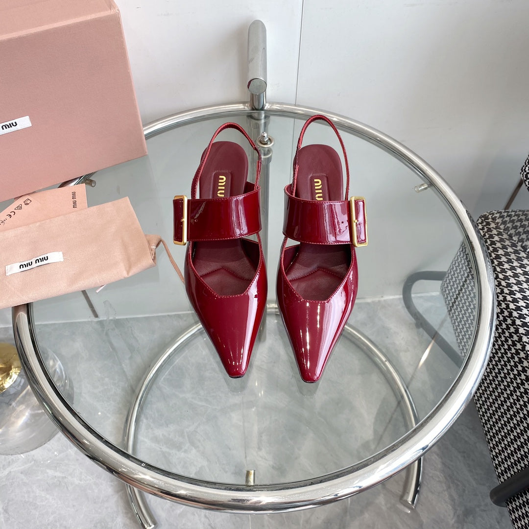 HIGH-SLINGBACK POINTED TOE SANDALS RUBY COWHIDE