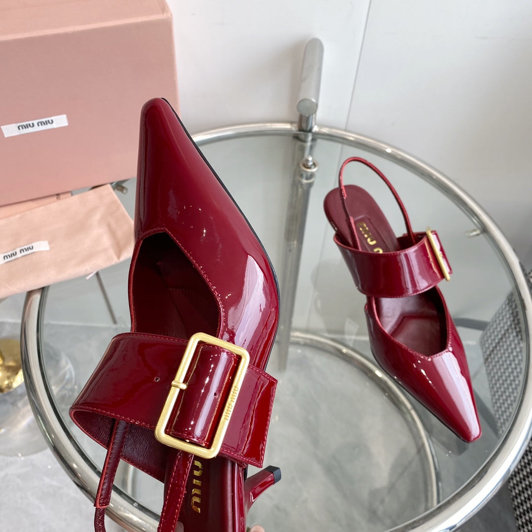 HIGH-SLINGBACK POINTED TOE SANDALS RUBY COWHIDE