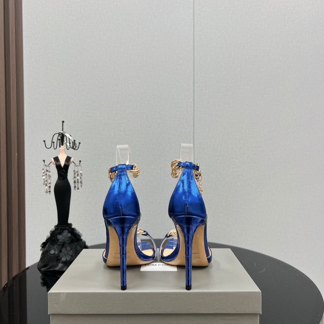 ZENITH SANDAL 10 CM IN AZURE BLUE LAMBSKIN