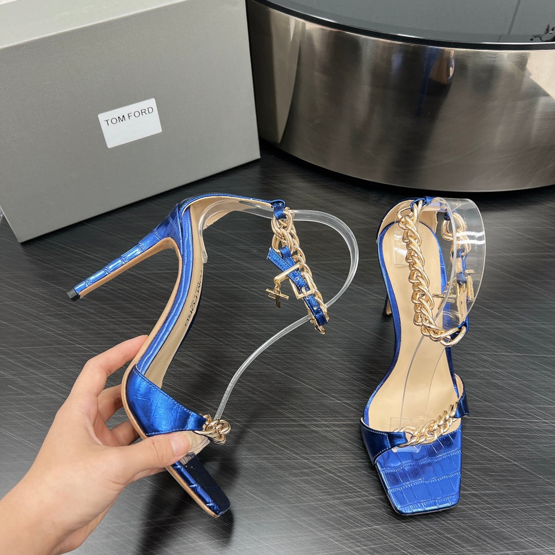 ZENITH SANDAL 10 CM IN AZURE BLUE LAMBSKIN
