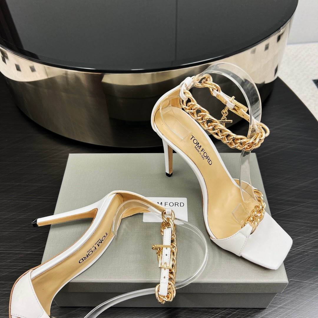 ZENITH SANDAL 10 CM IN WHITE SHINY LAMBSKIN
