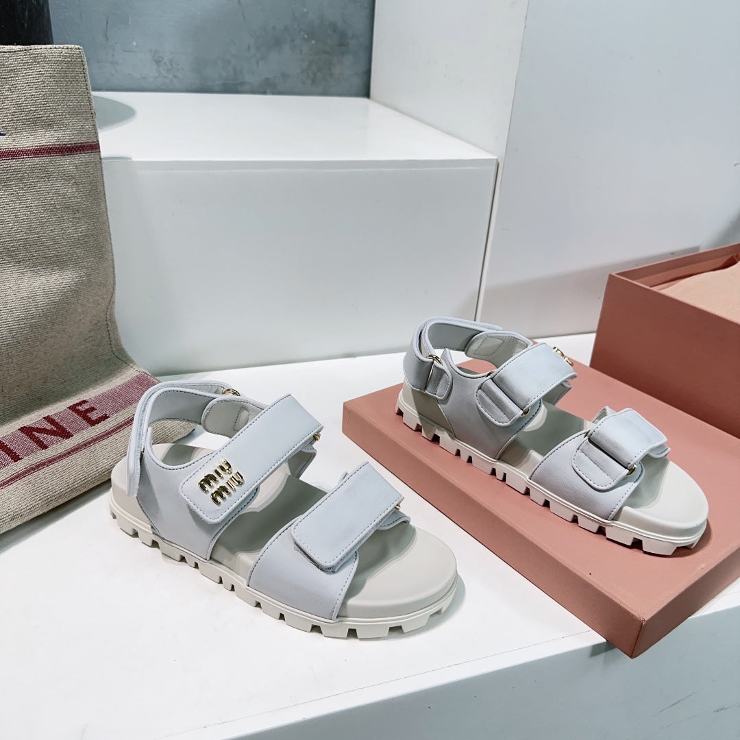 Sandals White Sheepskin With Stylized Straps