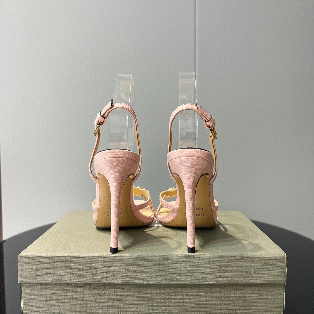 PADLOCK HIGH HEELS 10 CM IN LIGHT PINK LAMBSKIN