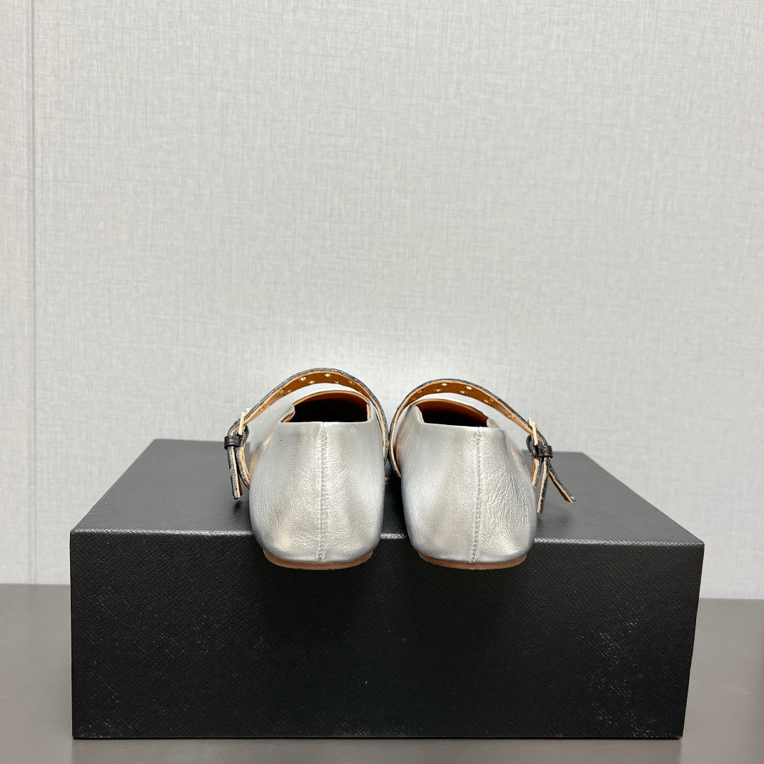 ALAIA MARY JANE SHOES IN SILVER LAMBSKIN SILVER HARDWARE