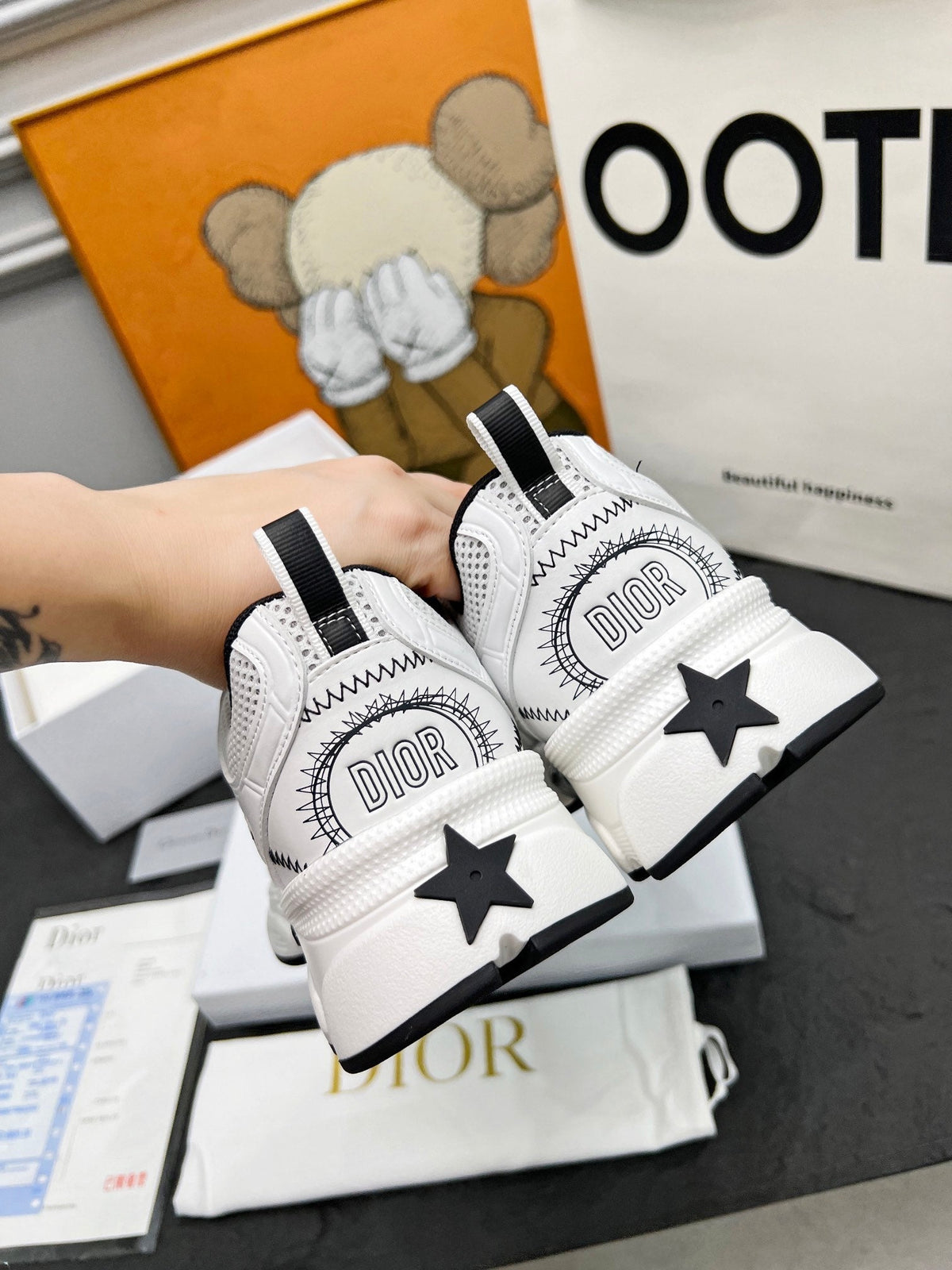 CD CHRONO SNEAKERS IN WHITE AND BLACK MESH
