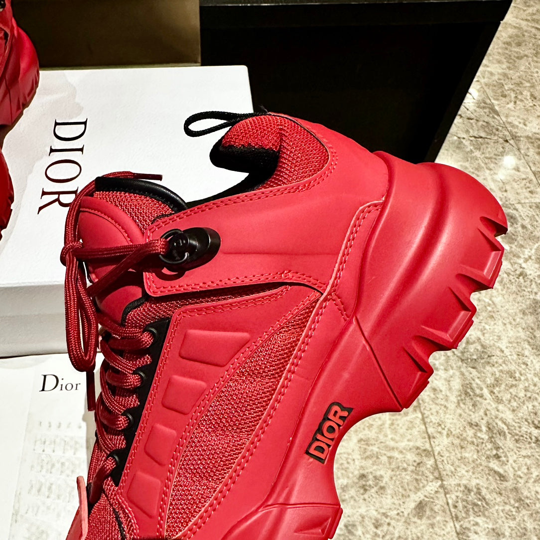 C'EST SNEAKER IN RUBY RED CALFSKIN AND BREATHABLE MESH