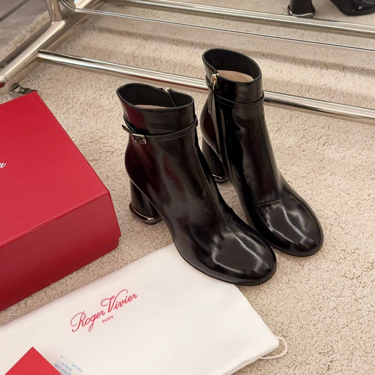 VIV' PODIUM BOOTIES IN BLACK LAMBSKIN