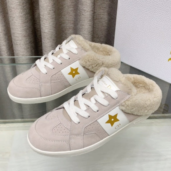 STAR SNEAKER IN LIGHT PINK SUEDE AND SHEARLING
