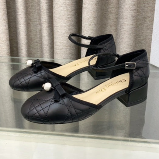 PEARL MARY JANE PUMP IN BLACK LAMBSKIN 30 MM