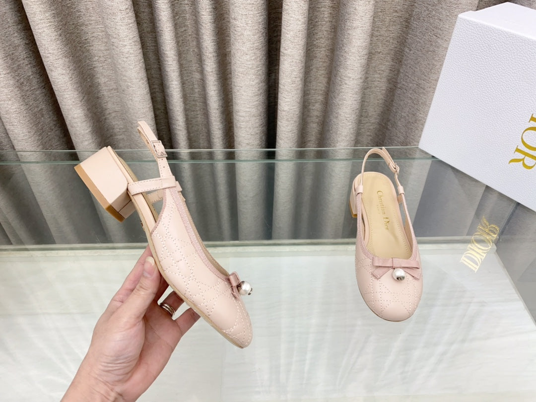 PEARL MARY JANE SLINGBACKS IN LIGHT PINK LAMBSKIN 30 MM