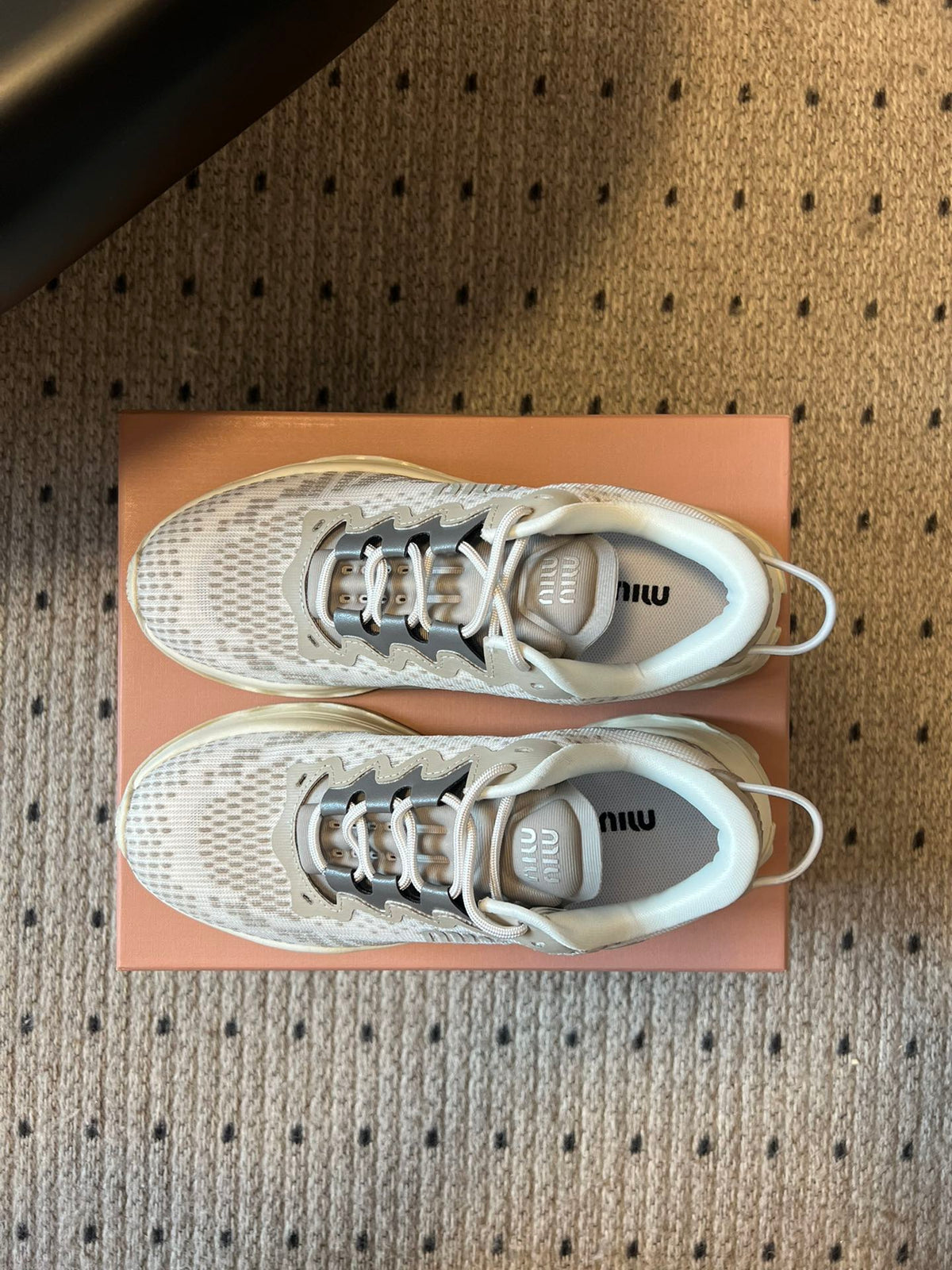 MIUMIU 26S SNEAKERS IN CLOUDY GRAY TECHNICAL FABRIC