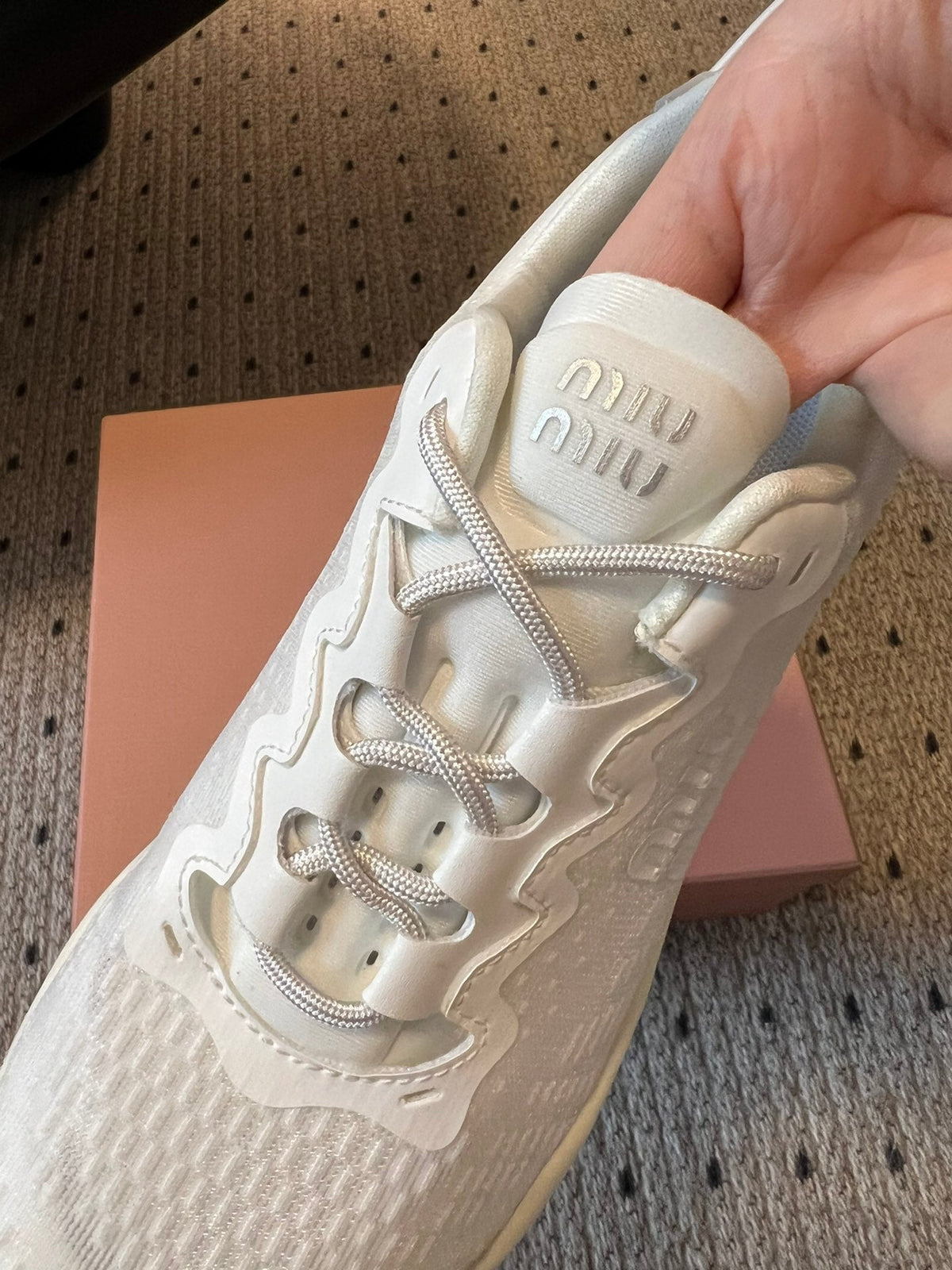 MIUMIU 26S SNEAKERS IN WHITE TECHNICAL FABRIC