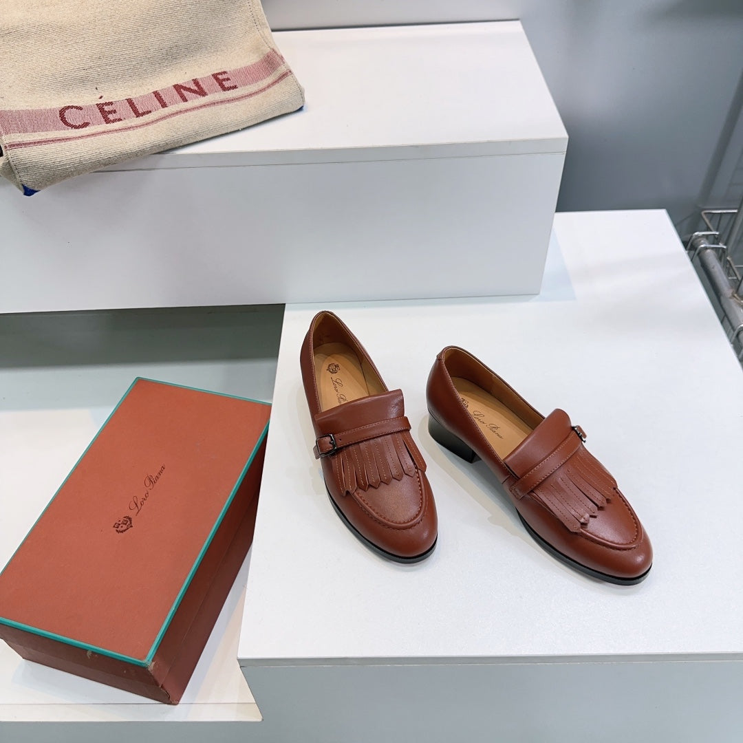 LP 25S PENNAN FRINGE LOAFER 35MM IN GLAZED HONEY CALFSKIN