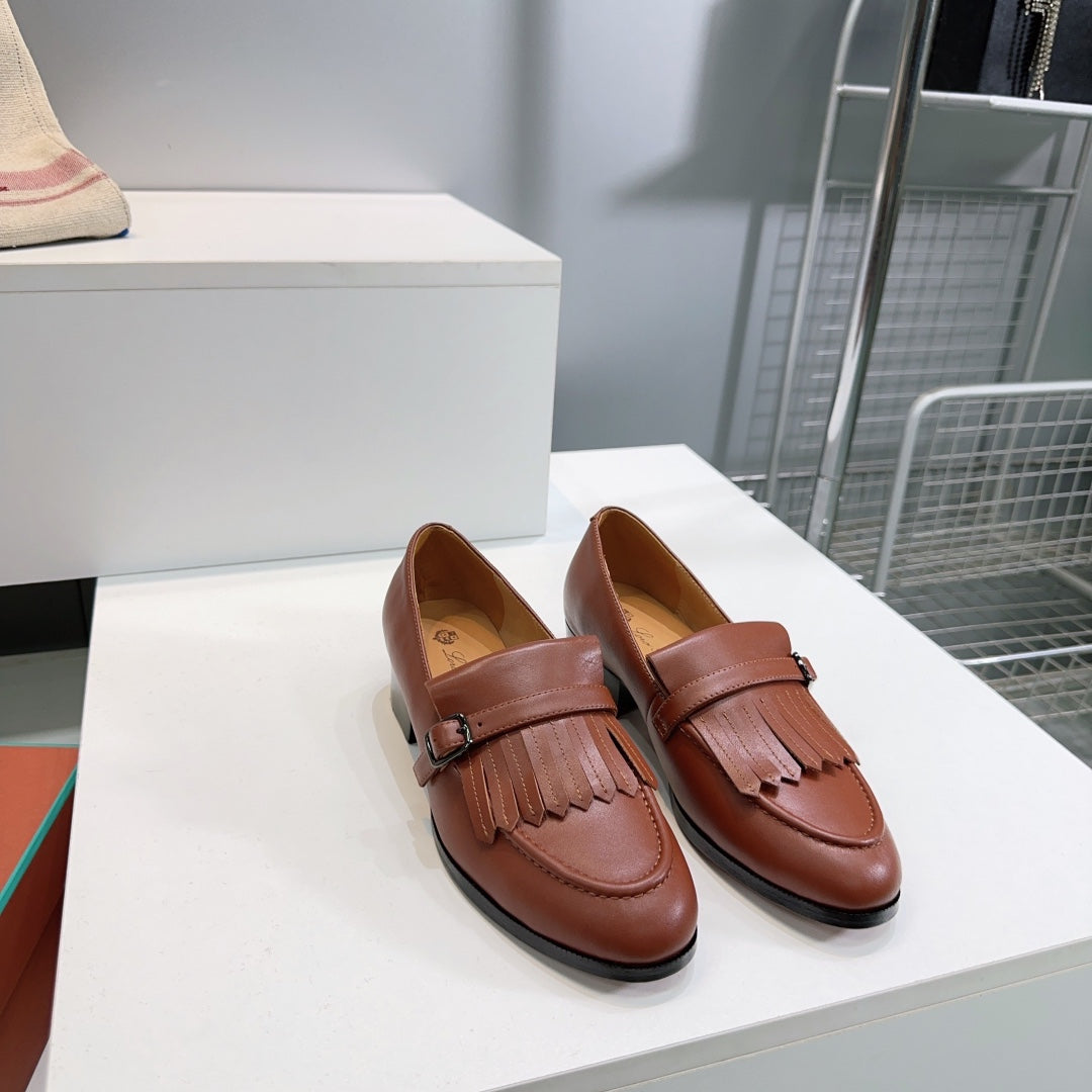LP 25S PENNAN FRINGE LOAFER 35MM IN GLAZED HONEY CALFSKIN