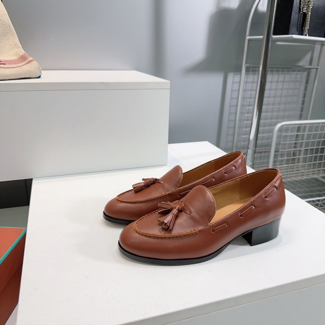 LP 25S SERGE TASSEL LOAFER 35MM IN GLAZED HONEY CALFSKIN