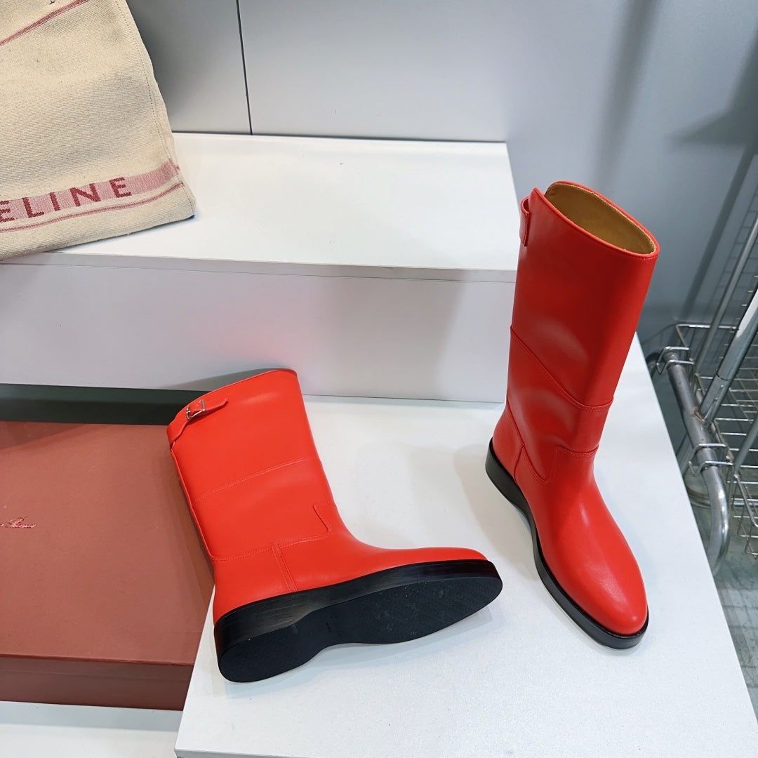 LP 25S LUPO BOOT IN VERMILION CALFSKIN