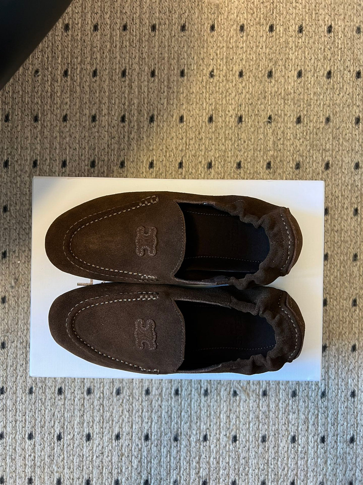 CELINE 25S LOAFERS FLAT IN DARK BROWN SUEDE