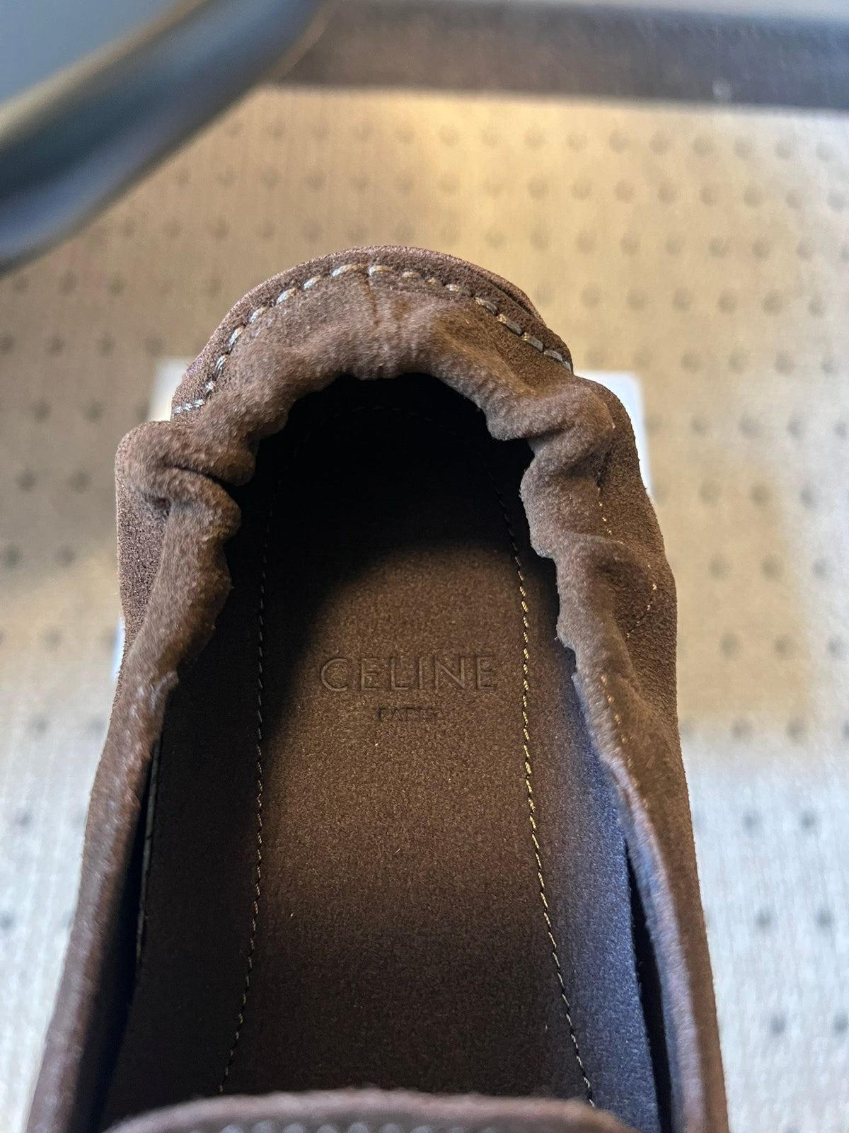 CELINE 25S LOAFERS FLAT IN DARK BROWN SUEDE