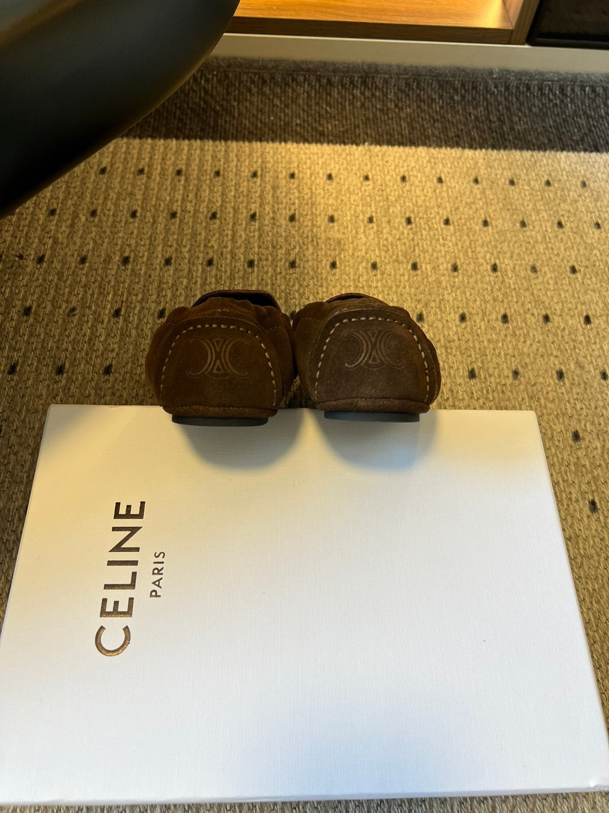 CELINE 25S LOAFERS FLAT IN DARK BROWN SUEDE