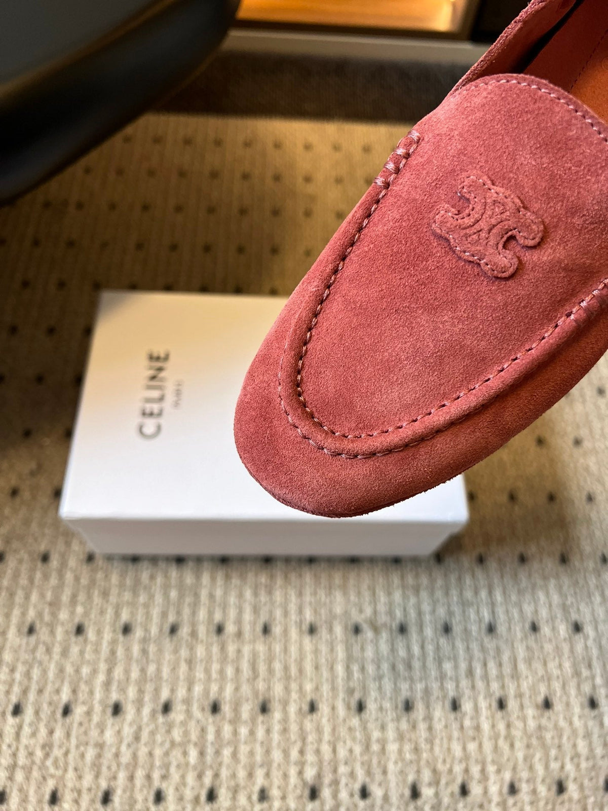 CELINE 25S LOAFERS FLAT IN PINK SUEDE
