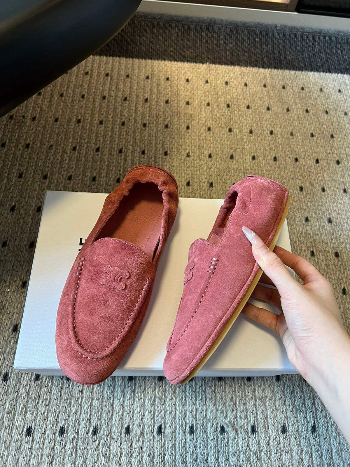 CELINE 25S LOAFERS FLAT IN PINK SUEDE