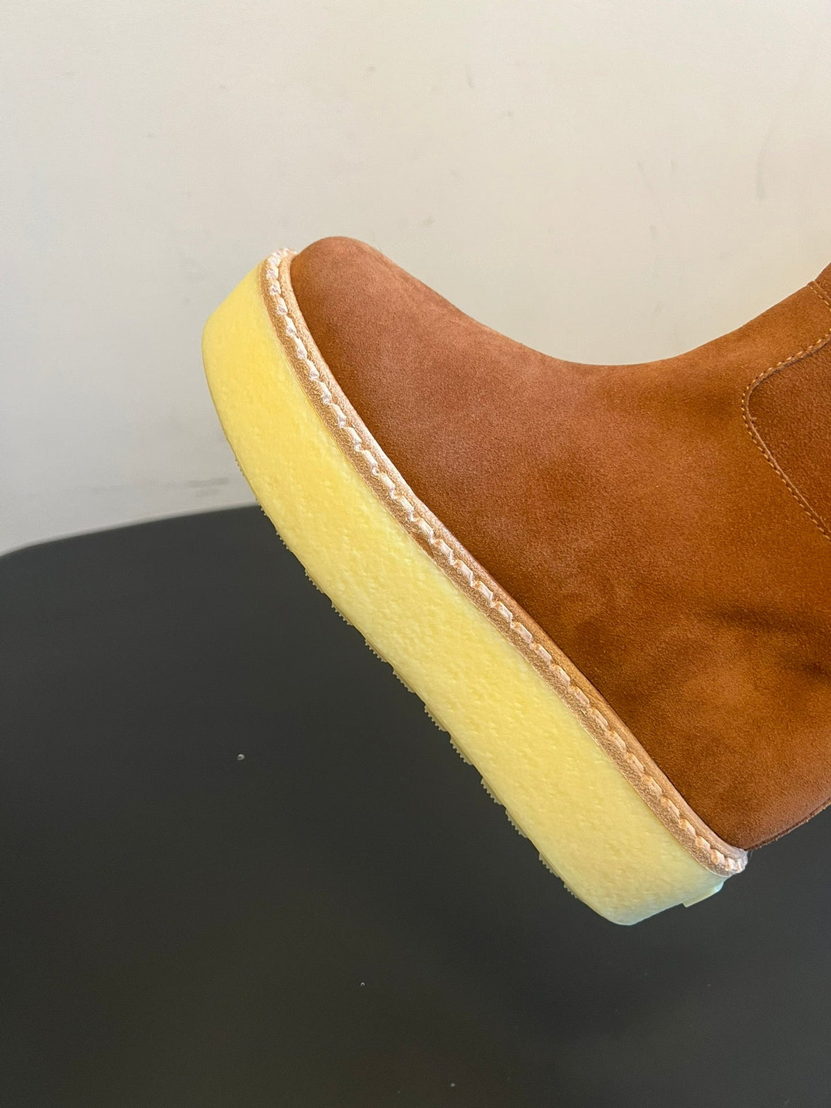 PRADA 25S ANKLE BOOTS 40 MM IN BROWN SUEDE SHEARLING-LINED