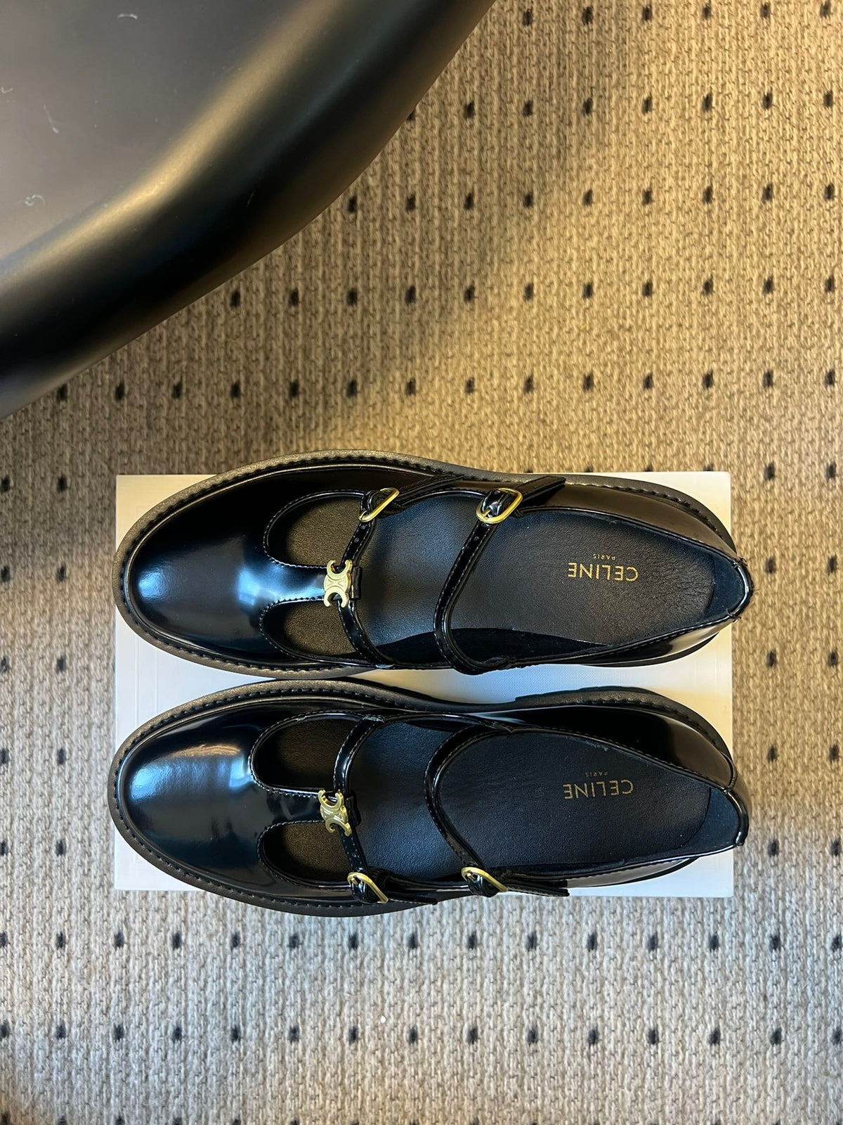 CELINE 26S BULKY BABIES MARY JANE SHOES 40 MM IN BLACK CALFSKIN