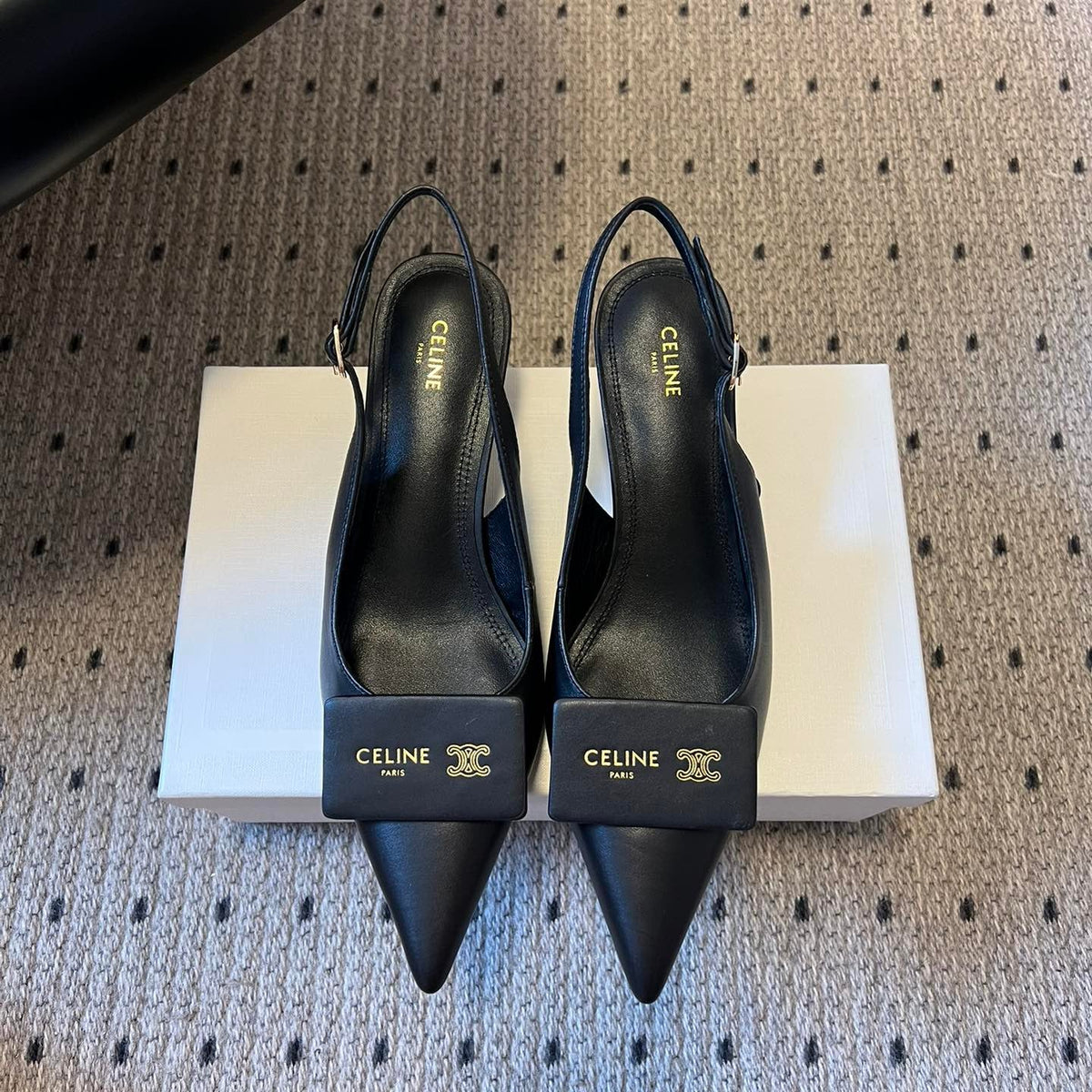 CELINE 26S HIGH-HEEL SLINGBACK 45 MM IN BLACK CALFSKIN