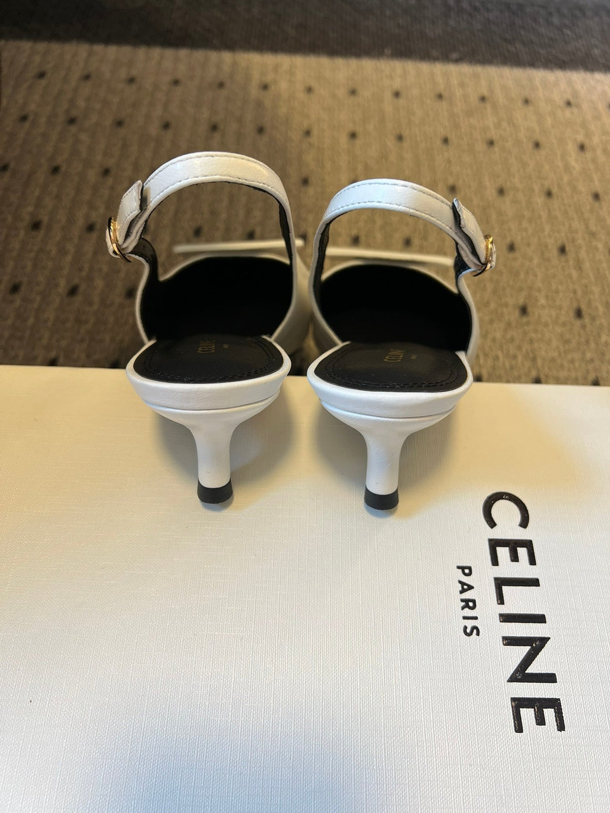 CELINE 26S HIGH-HEEL SLINGBACK 45 MM IN WHITE CALFSKIN
