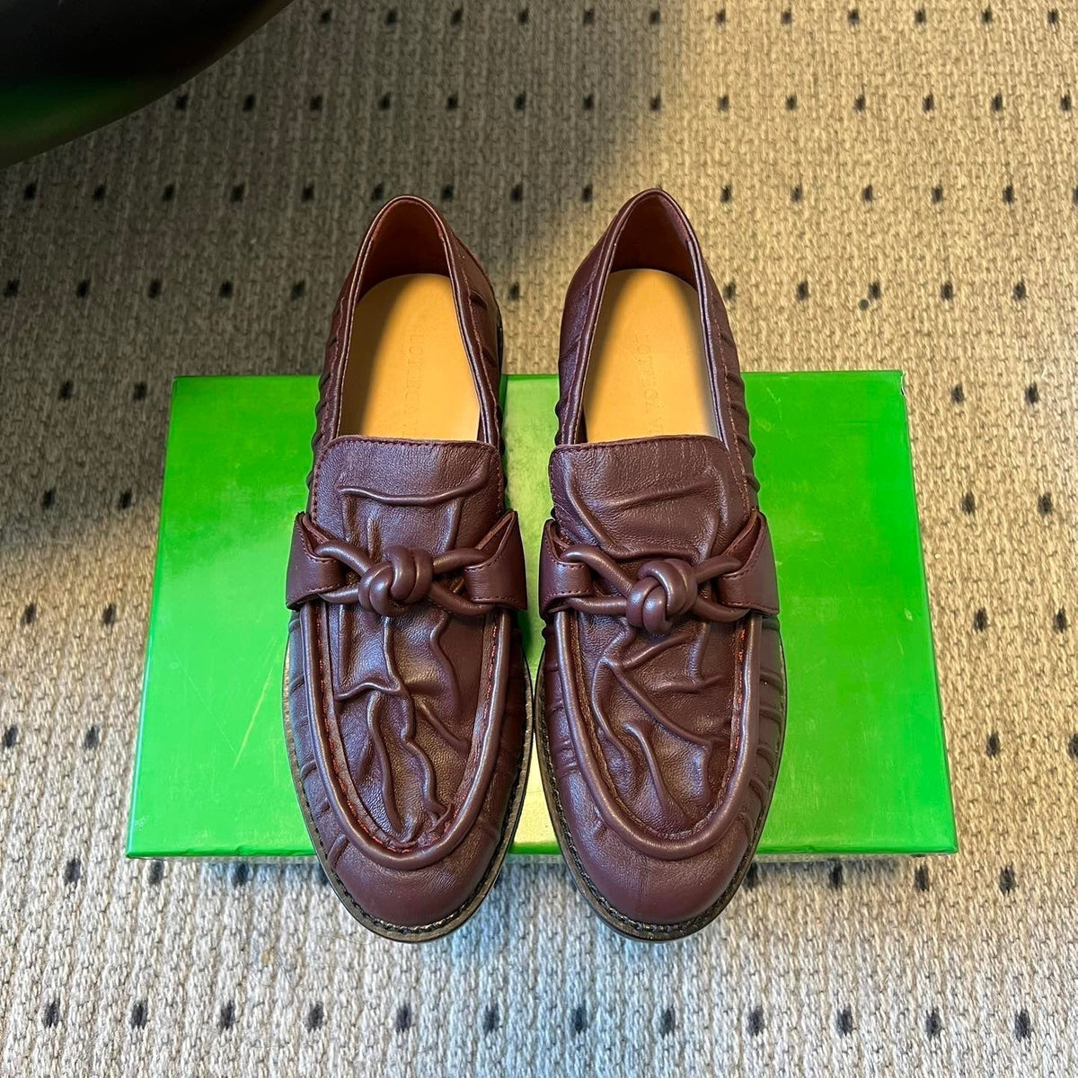 BOTTEGA VENETA 26S LOAFERS IN DARK REDDISH BROWN LAMBSKIN