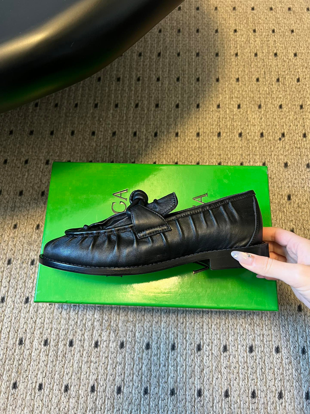 BOTTEGA VENETA 26S LOAFERS IN BLACK LAMBSKIN