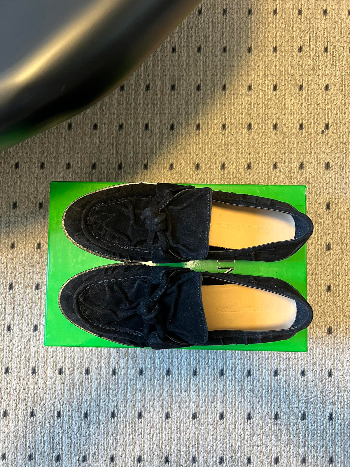 BOTTEGA VENETA 26S LOAFERS IN BLACK SUEDE