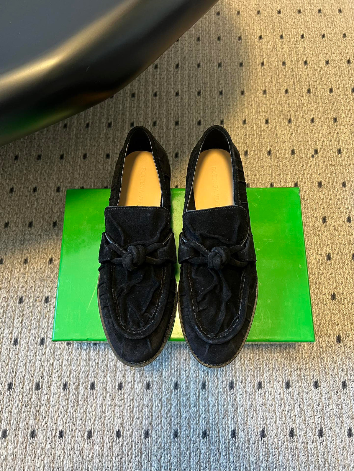 BOTTEGA VENETA 26S LOAFERS IN BLACK SUEDE