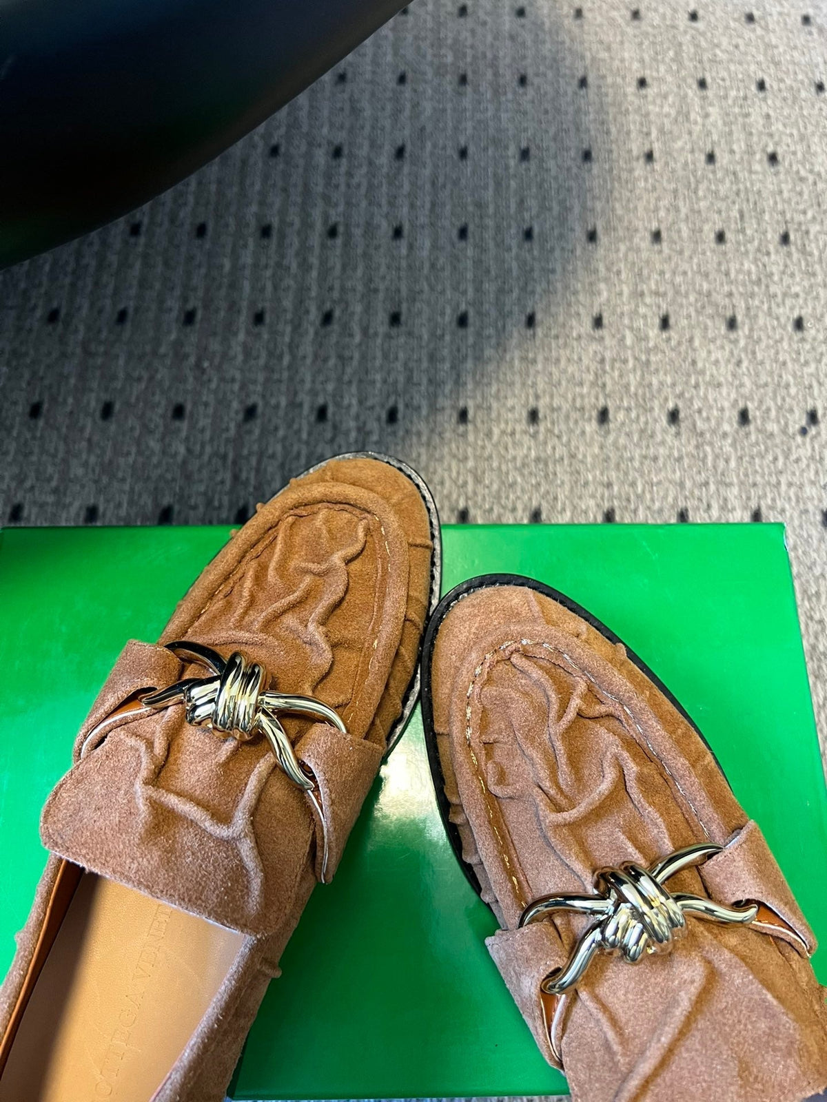 BOTTEGA VENETA 26S LOAFERS IN BROWN SUEDE WITH GOLD HARDWARE