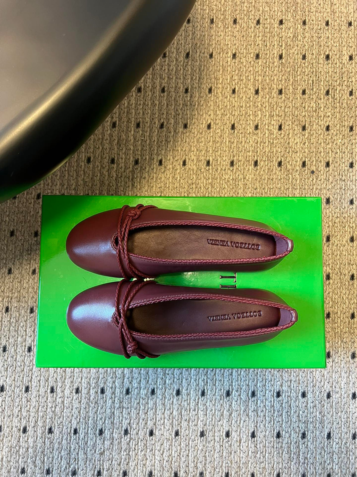BOTTEGA VENETA 26S ESPADRILLE BALLET FLATS IN DARK RED LAMBSKIN