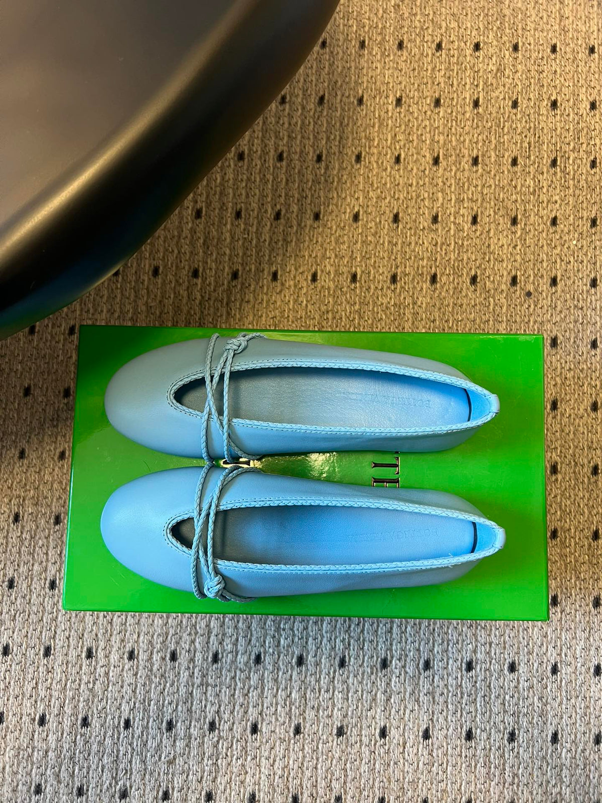 BOTTEGA VENETA 26S ESPADRILLE BALLET FLATS IN BLUE LAMBSKIN