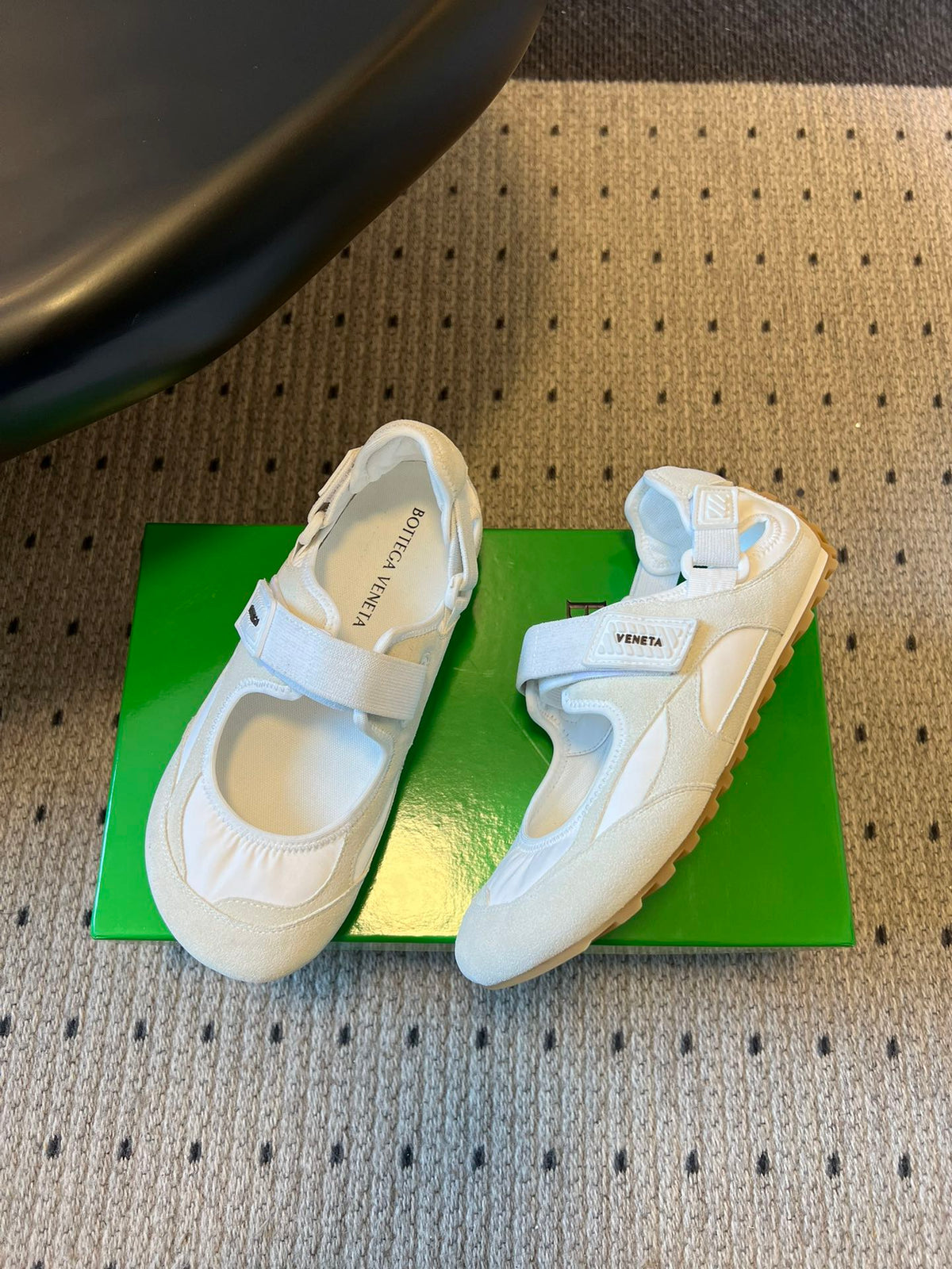 BOTTEGA VENETA 26S MARY JANE SNEAKER IN WHITE SUEDE AND FABRIC