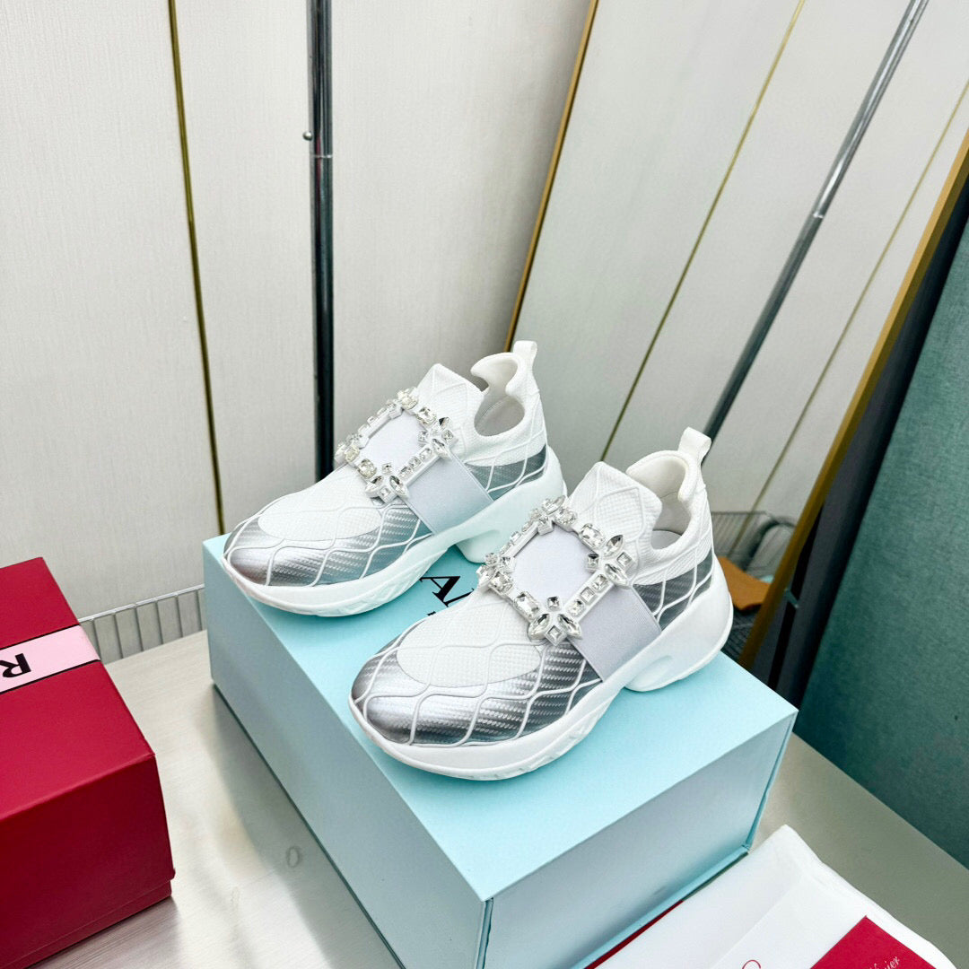 VIV' RUN SNEAKERS IN WHITE MIX SILVER GREY FABRIC