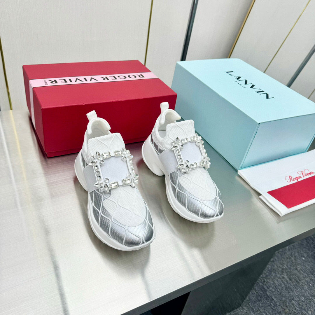 VIV' RUN SNEAKERS IN WHITE MIX SILVER GREY FABRIC