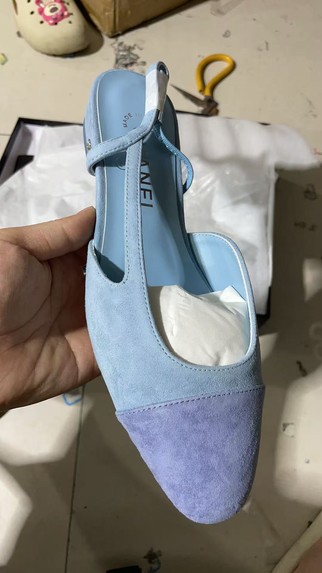 CC SLINGBACK IN BABY BLUE SUEDE