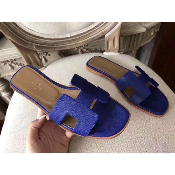 HERM Oran Sandals In Blue Epsom Leather
