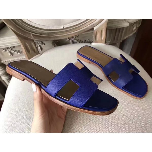HERM Oran Sandals In Blue Epsom Leather