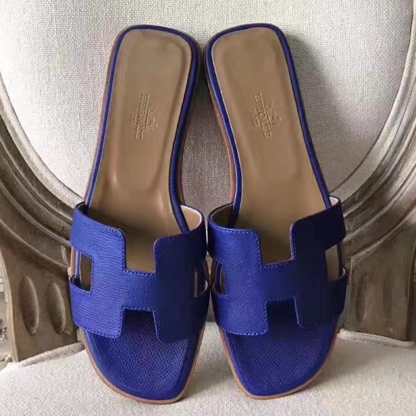 HERM Oran Sandals In Blue Epsom Leather
