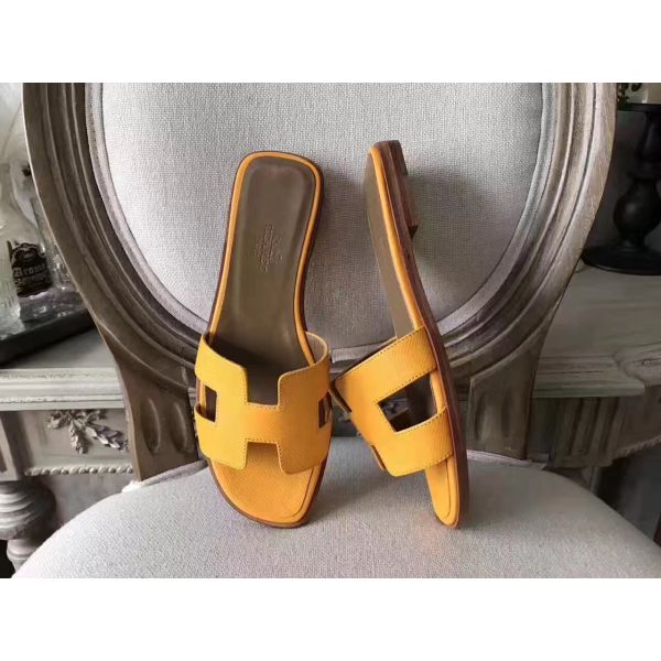 HERM Oran Sandals In Jaune Epsom Leather