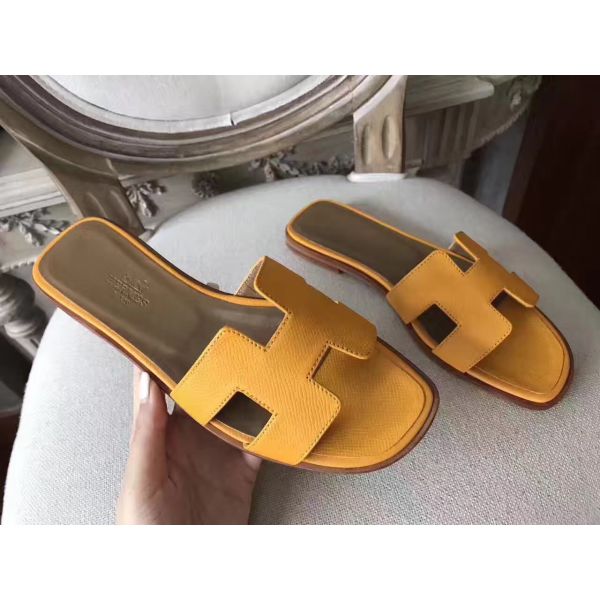 HERM Oran Sandals In Jaune Epsom Leather