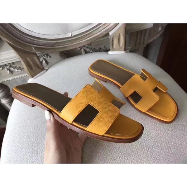 HERM Oran Sandals In Jaune Epsom Leather